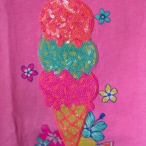 Isaac Mizrahi Pink and Green Yellow Ice Cream Cone Tee